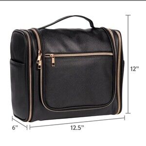 Carry-On Travel Toiletry Bag, Black, 14" x 5.5" x 10.5"